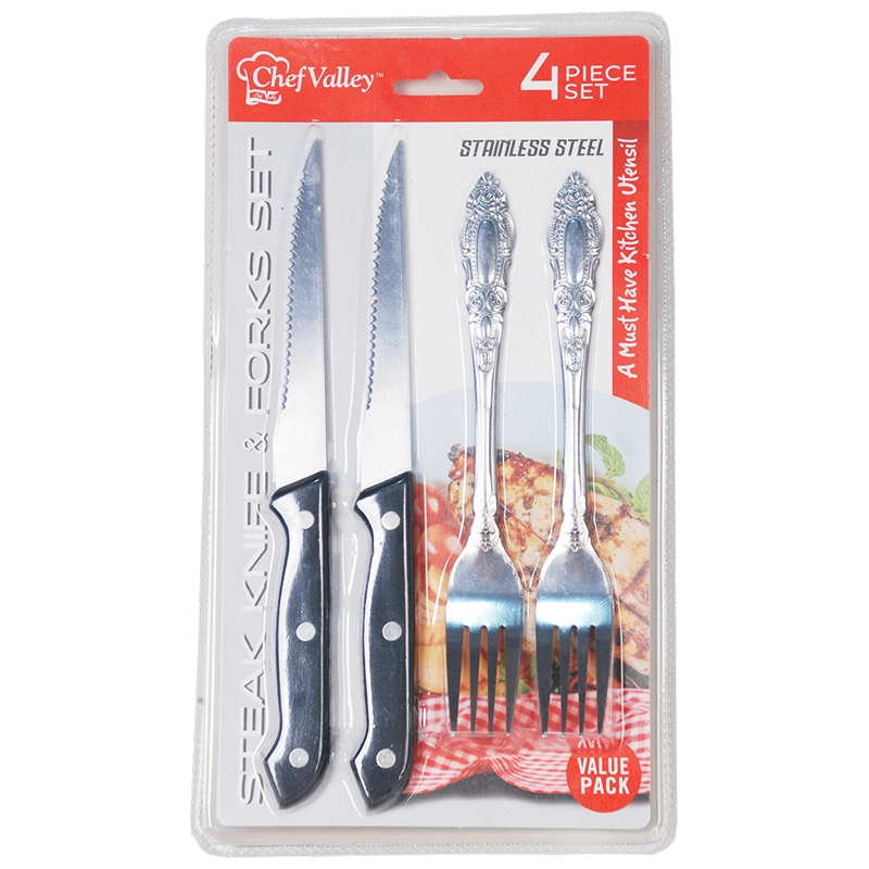  4PCS STAINLESS STEEL FORK AND KNIFE SET