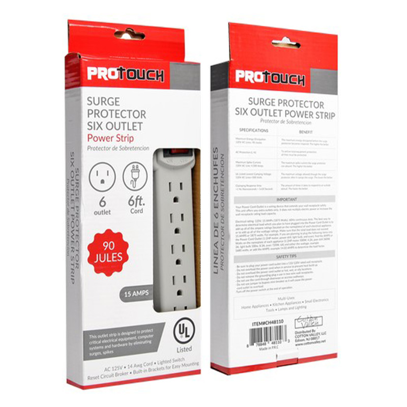 6FT. 6 OUTLET SURGE PROTECTOR - 12