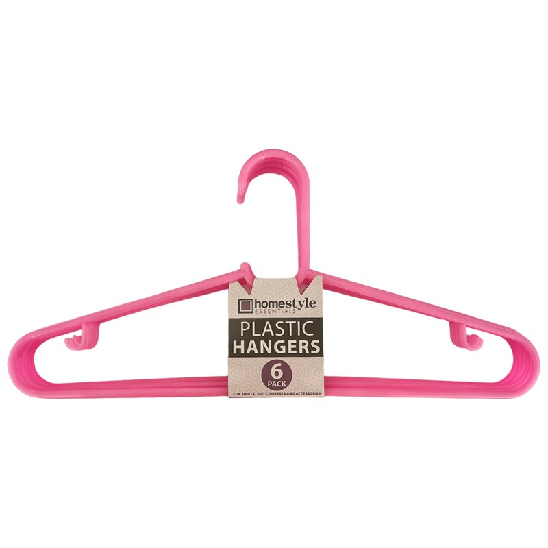 6 PACK PINK PLASTIC CLOTHES HANGERS-36