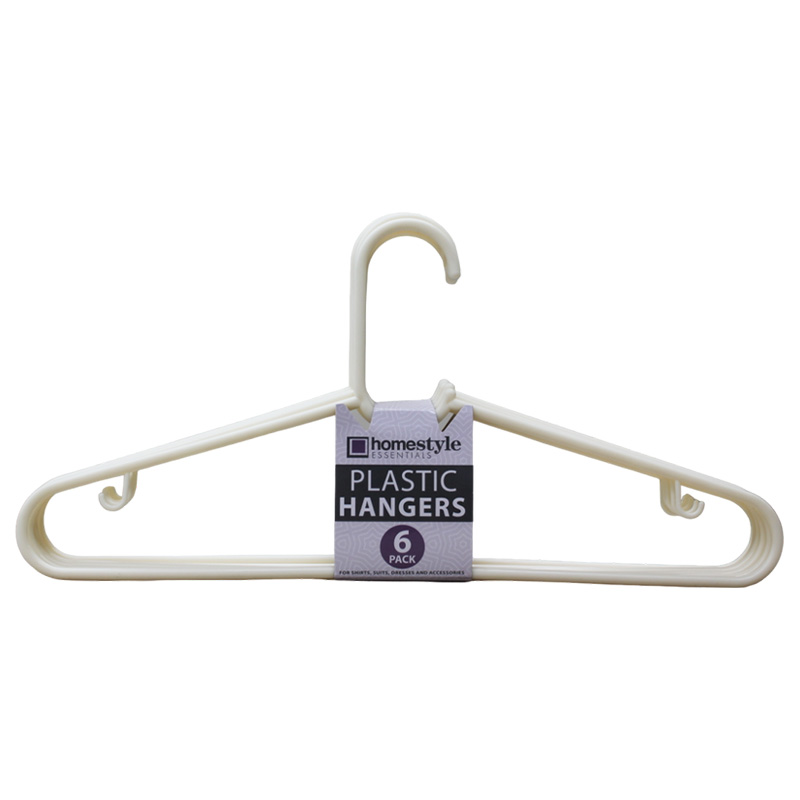 6 PACK IVORY PLASTIC CLOTHES HANGERS-36