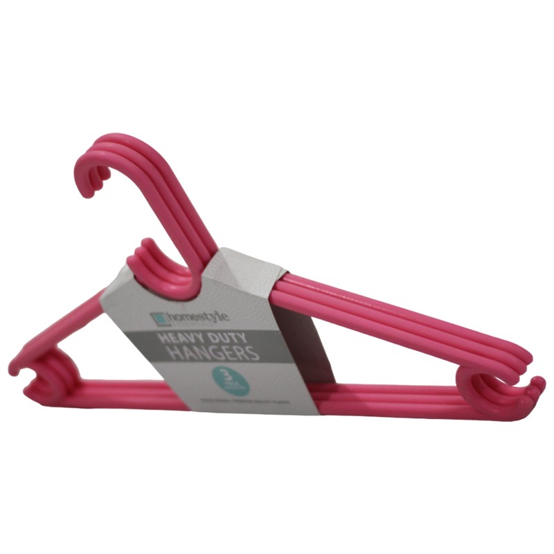 3 PACK PINK PLASTIC CLOTHES HANGERS-36