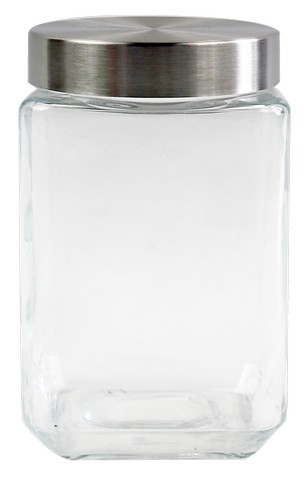 1PC SQUAR GLAS CANISTER WITH LID,1.2L-24