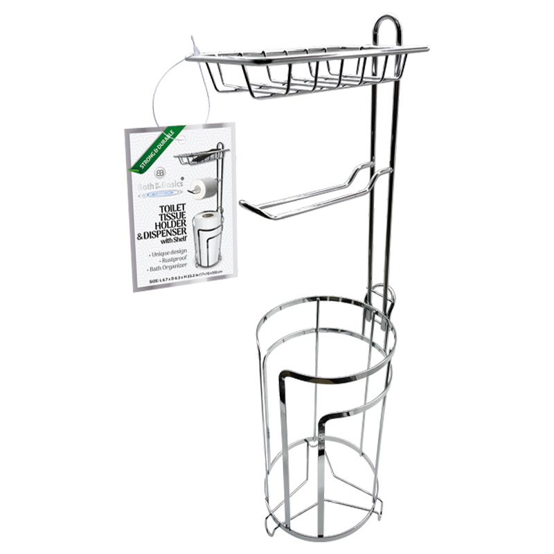 WIRED C/FINISH TOILET PAPER HLDR W/SHELF