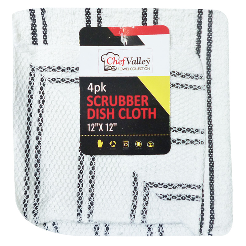 36 Pack - 12 x 12 White Cotton Ribbon Washcloths Rags - Lt Weight Thin  Cloth Rags - Bath/Exfoilating/Kitchen/Garage - 1 lb per Dozen 