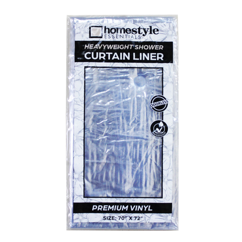 PVC SHOWER CURTAIN LINER CLEAR 2.4G - 48