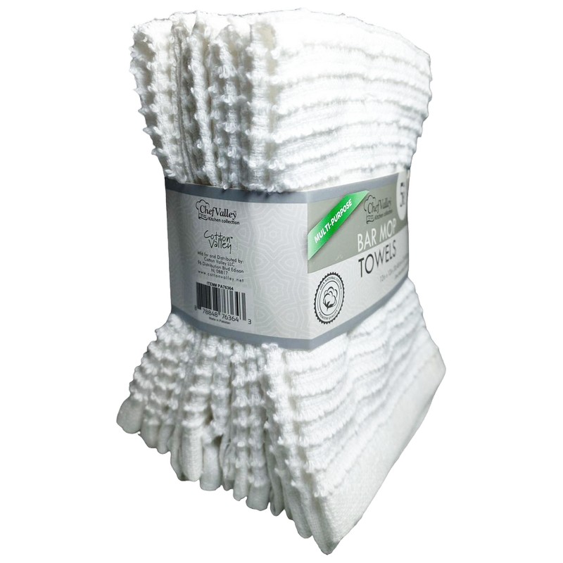 Bar Towels - Bar Mop Cleaning Kitchen Towels (12 Pack 16 x 19”) - Premium Ring-Spun Cotton White Kitchen Bar Towels Restaurant Cleaning Towels